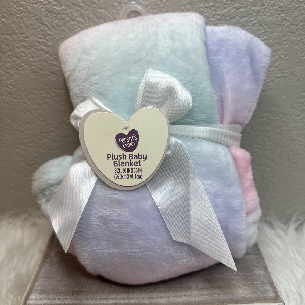 $15 🌙 Parent's Choice Ombre Plush Baby Blanket Pink Blue Purple Pastel NEW